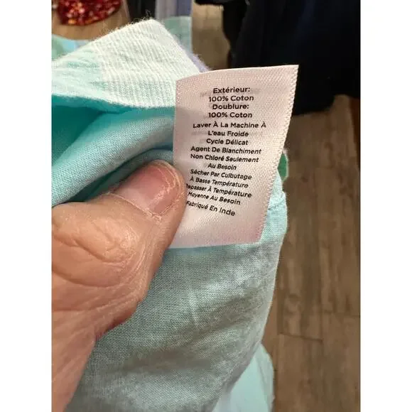 Talbots Midi Dress Beachcomber Stripe Cotton Blend Blue Green Size 12 - Picture 6 of 8